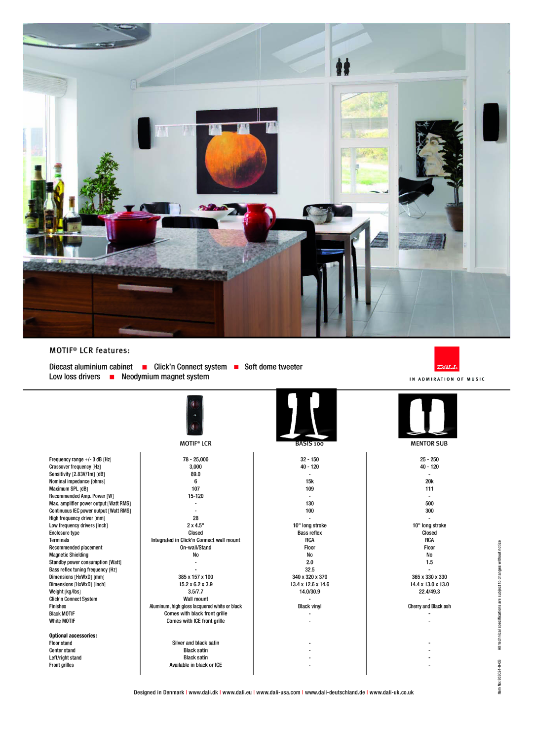 DALI Loudspeakers MOTIF manual Motif LCR features 