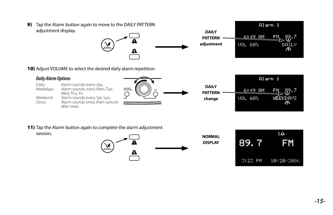 Danby 820HD manual Daily Alarm Options 