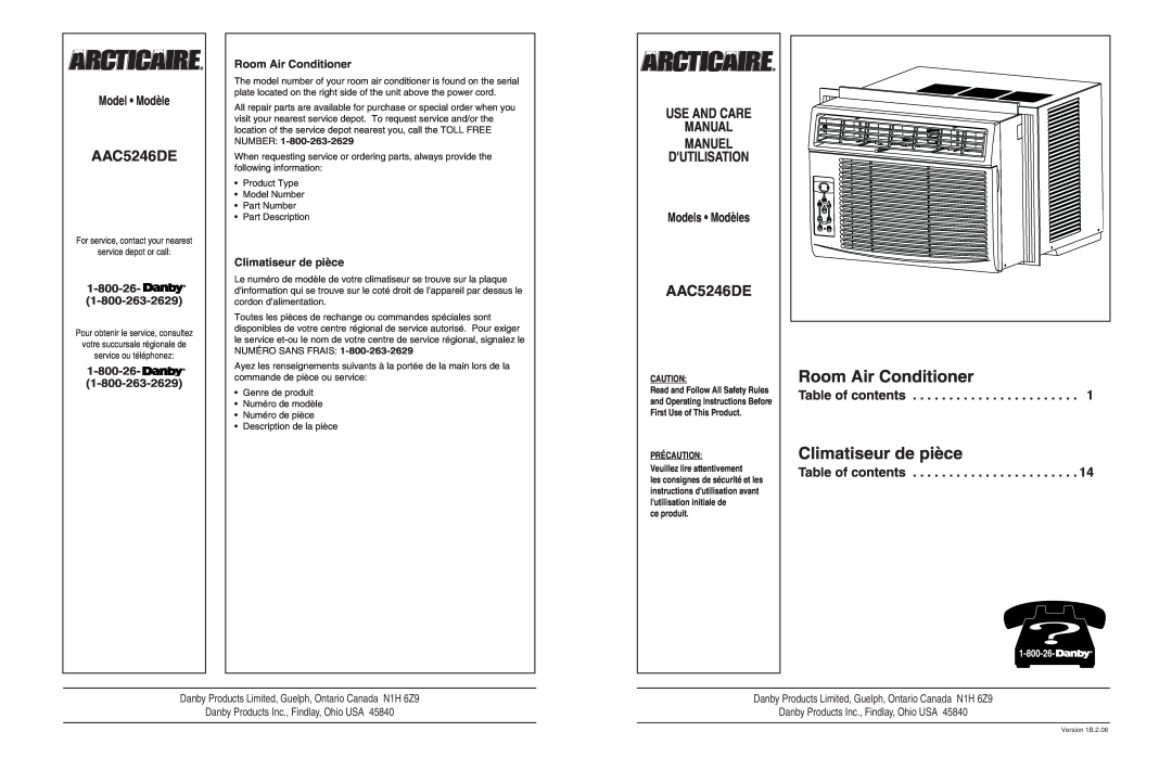 Danby AAC5246DE manuel dutilisation Room Air Conditioner, Climatiseur de pièce 