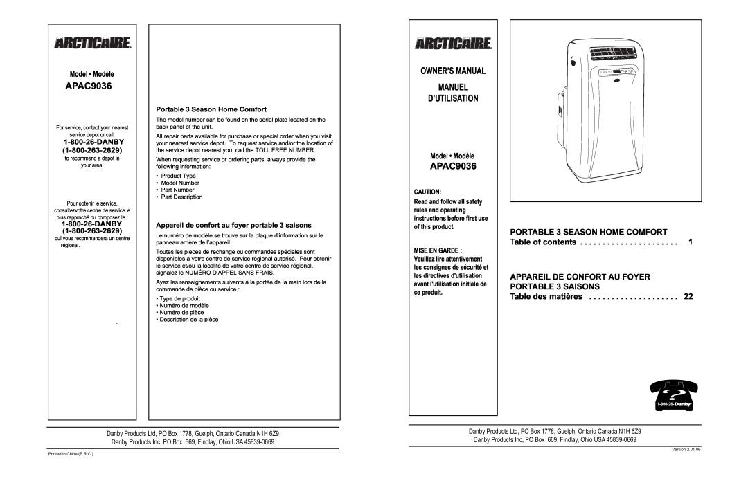 Danby APAC9036 owner manual 