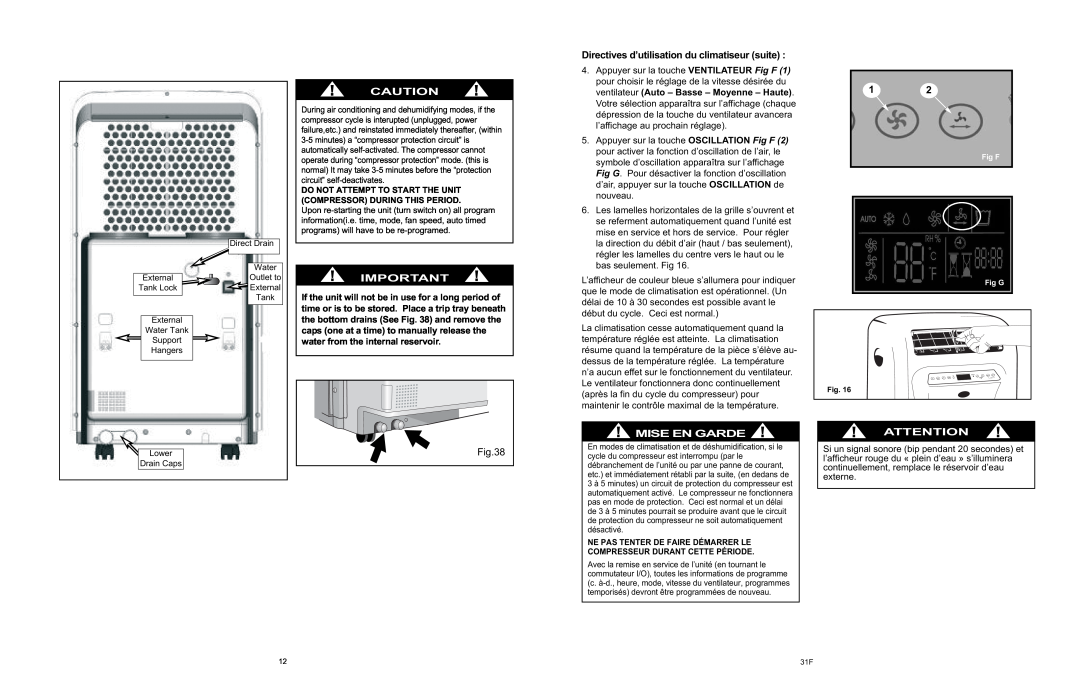 Danby APAC9036 owner manual Mise En Garde, Directives d’utilisation du climatiseur suite 