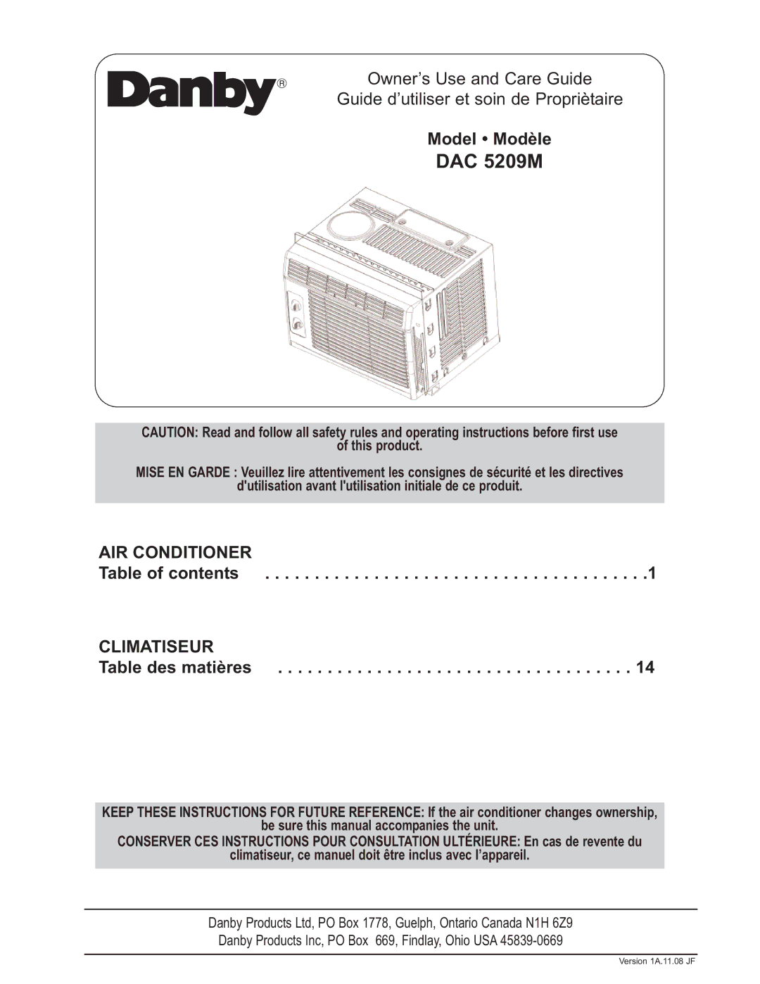 Danby DAC 5209M manual Climatiseur 