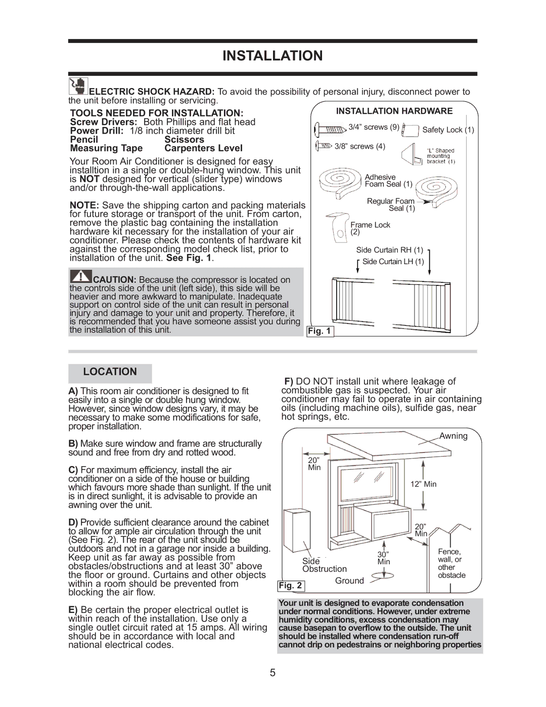 Danby DAC 5209M manual Location, Tools Needed for Installation, Pencil Scissors Measuring Tape 