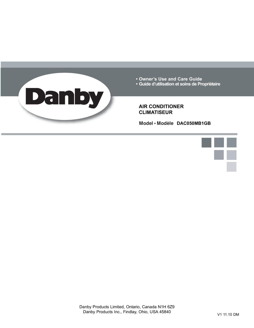 Danby DAC050MB1GB manual AIR Conditioner Climatiseur 