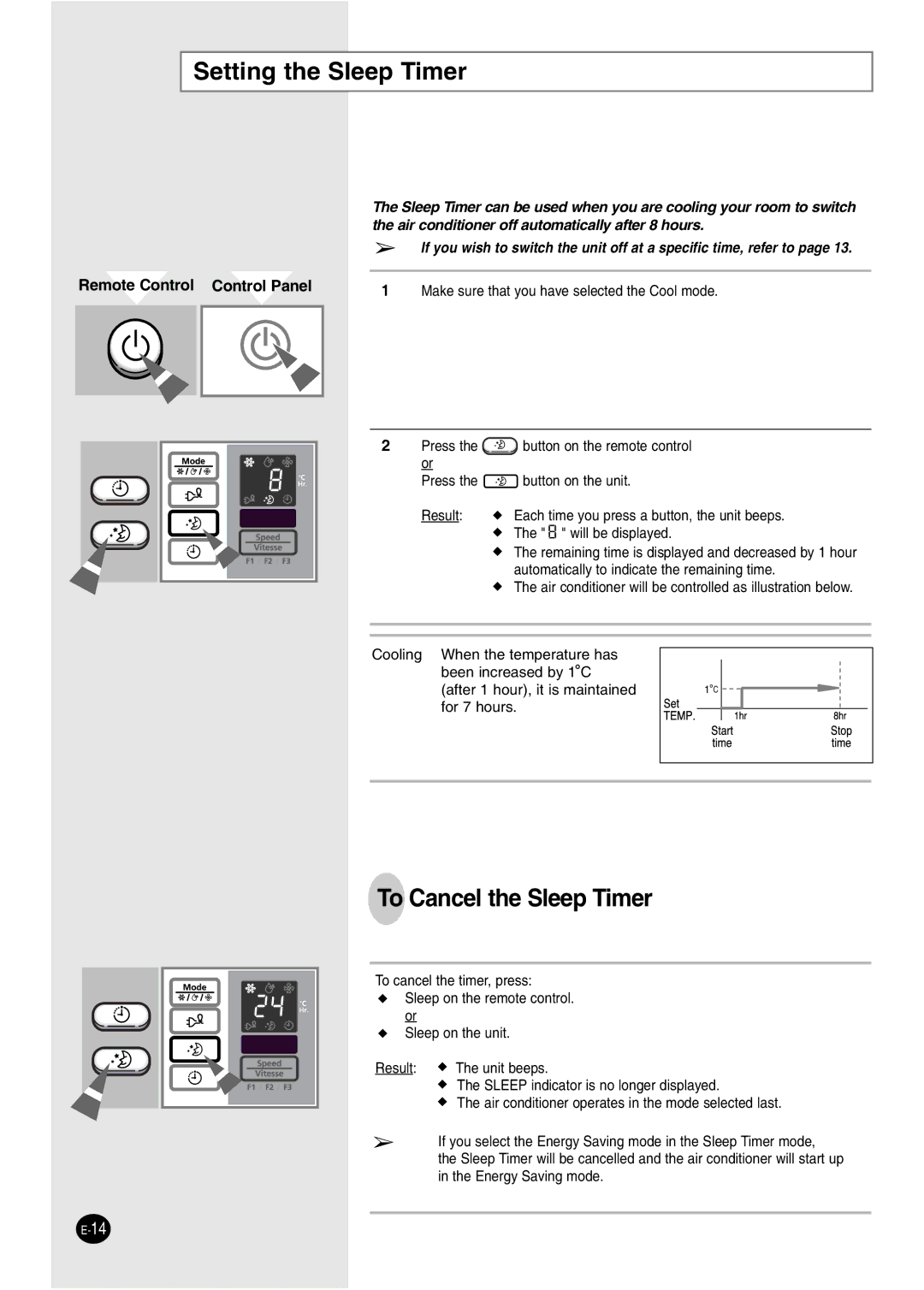 Danby dac10507ee, dac12070ee manual 5GVVKPIVJG5NGGR6KOGT, 6Q%CPEGNVJG5NGGR6KOGT 