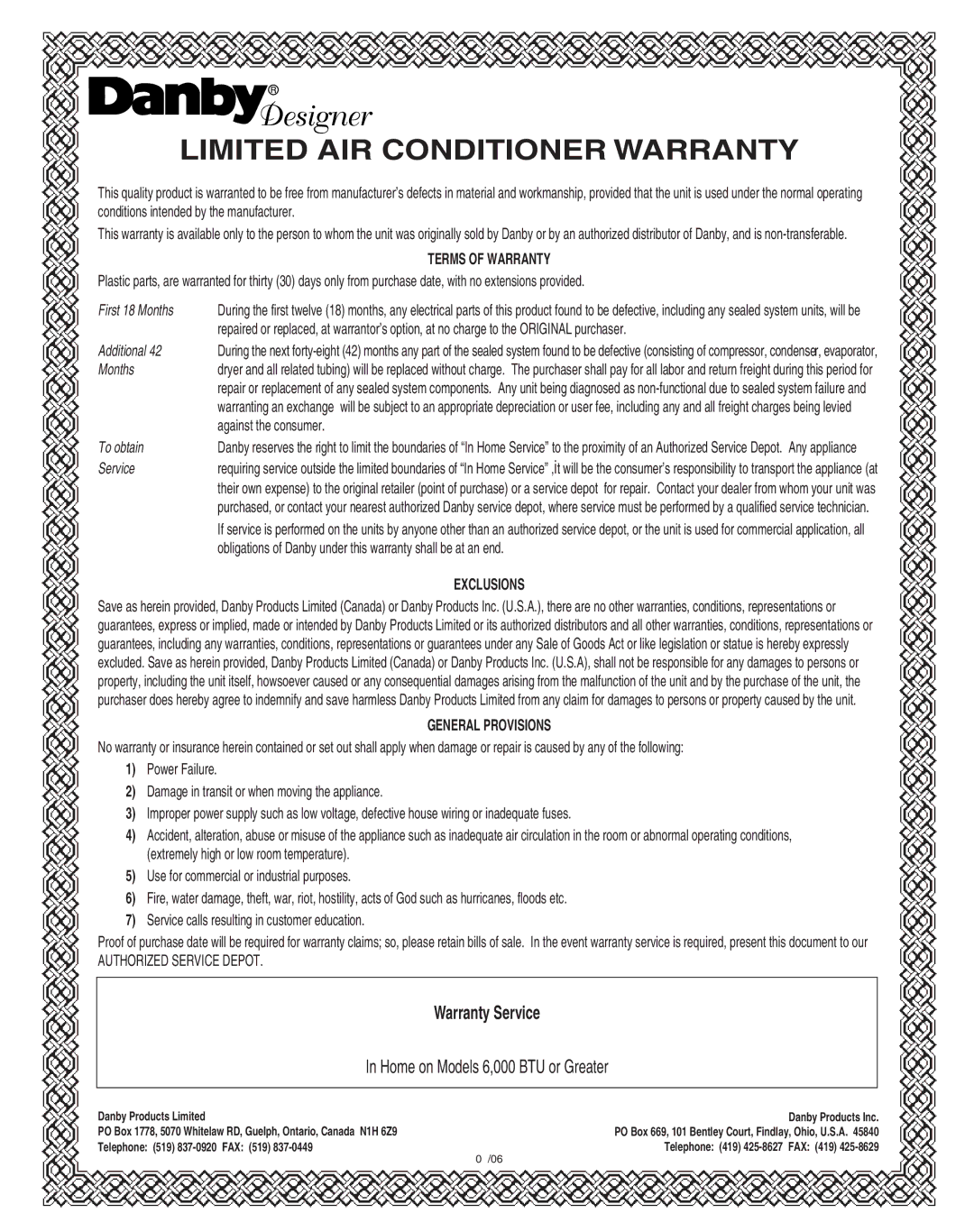 Danby dac12070ee, dac10507ee manual +/+6&#+4%10&+6+1049#44#06 