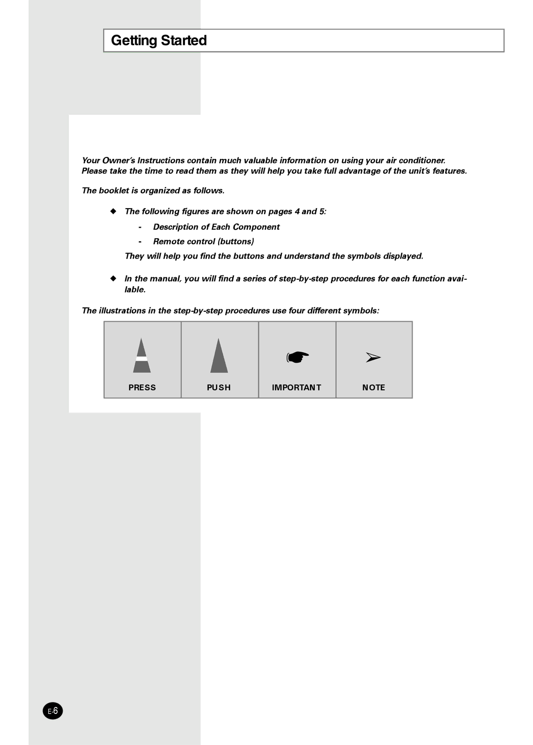 Danby dac10507ee, dac12070ee manual Getting Started 