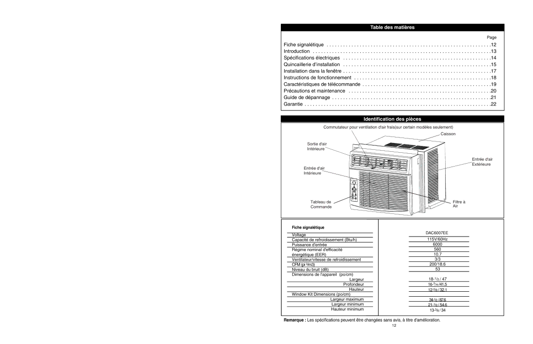 Danby DAC6007EE manuel dutilisation Limited AIR Conditioner Warranty 