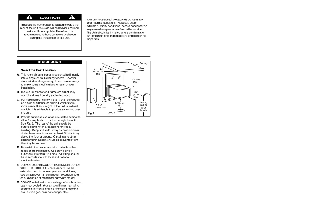 Danby DAC6007EE manuel dutilisation Installation, Select the Best Location 