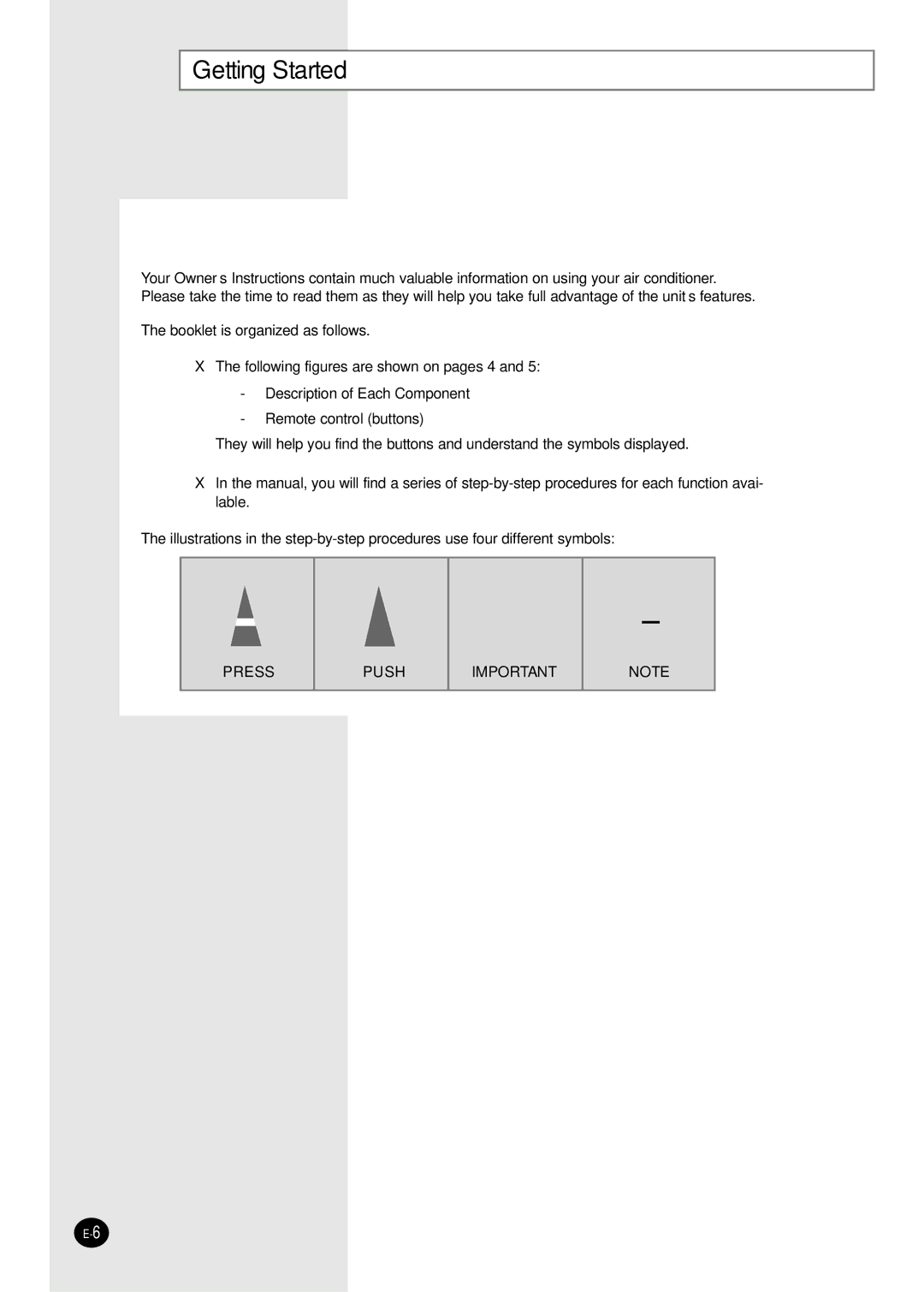 Danby DAC6078EE manual Getting Started 