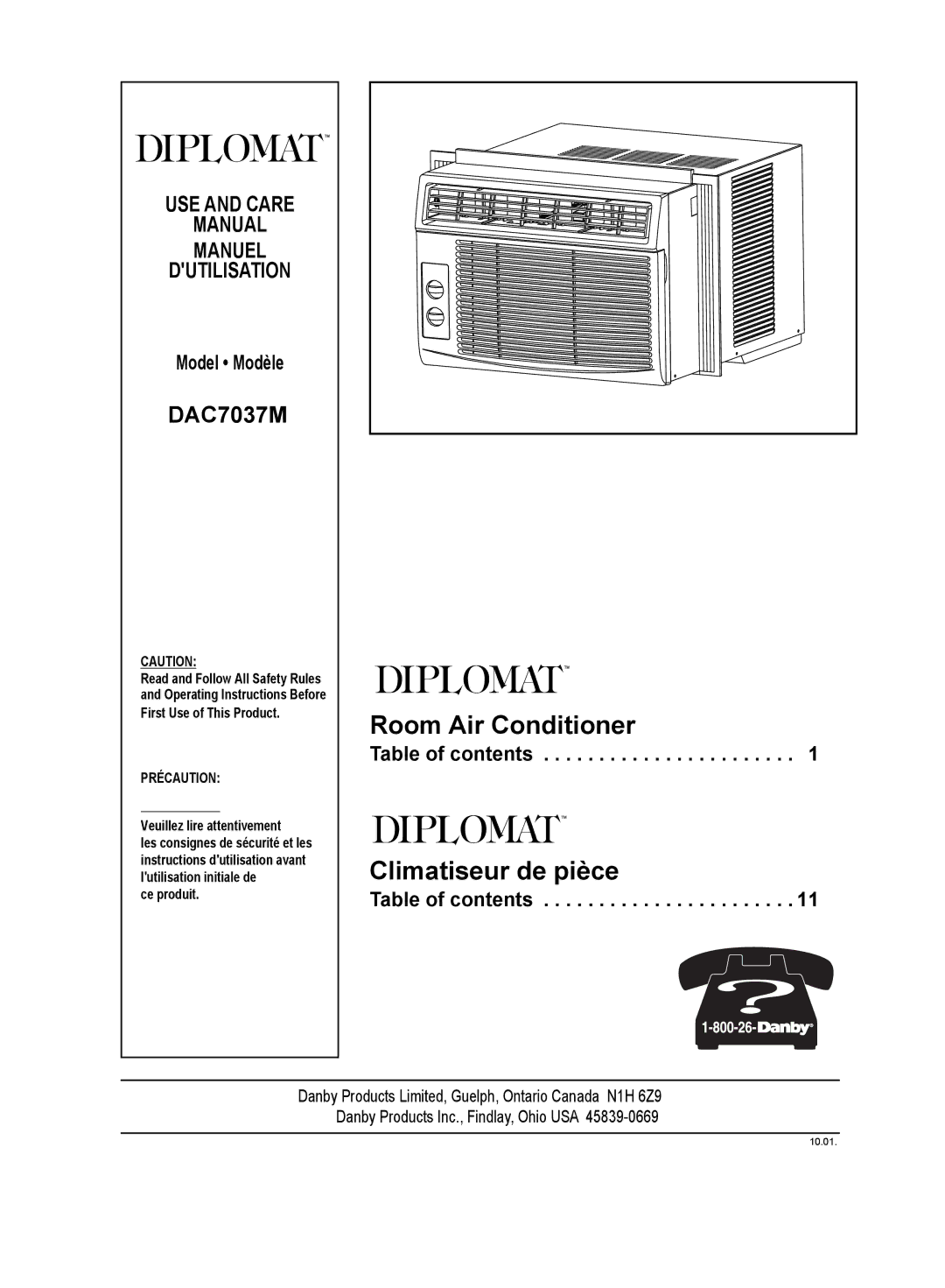 Danby DAC7037M manuel dutilisation Room Air Conditioner 