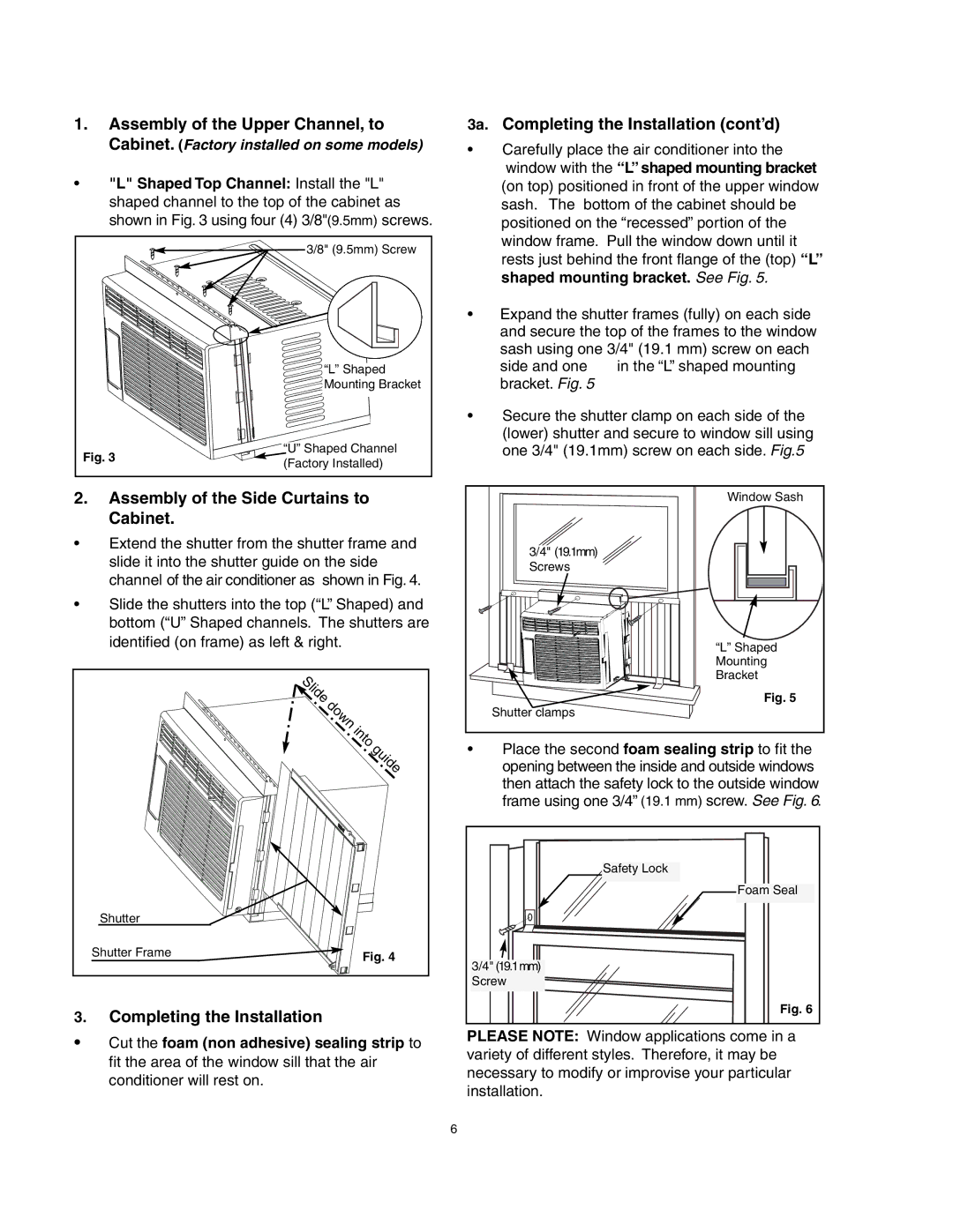 Danby dac12077ee, DAC8007EE, DAC12507EE, DAC7077EE Assembly of the Upper Channel, to, Completing the Installation cont’d 