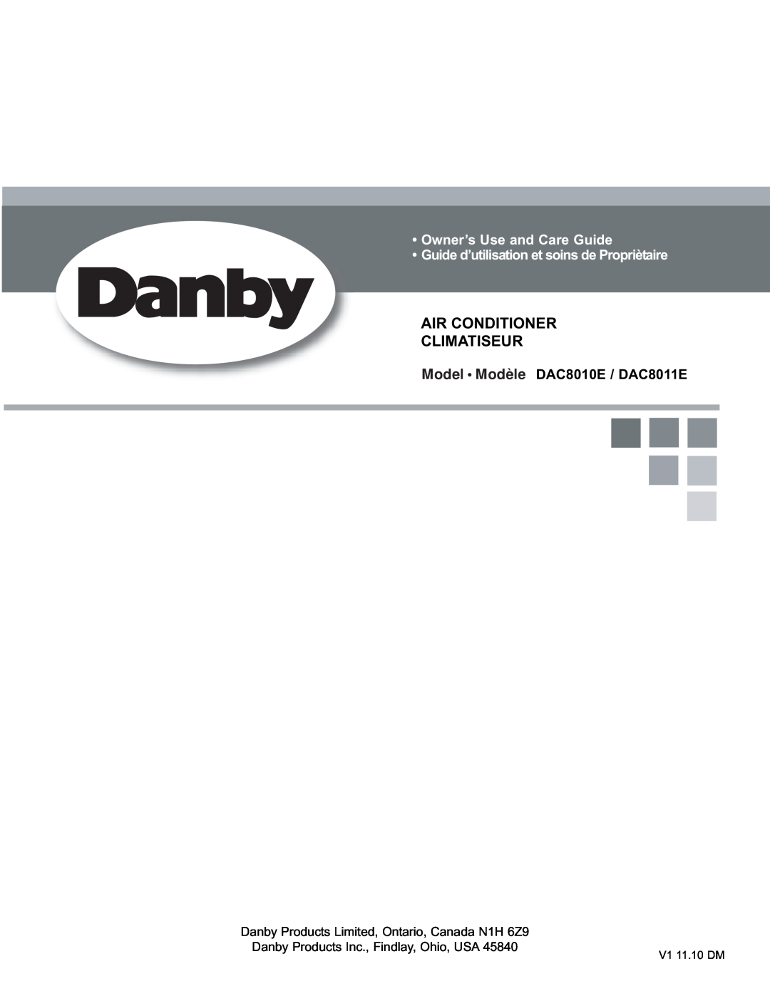 Danby manual Air Conditioner Climatiseur, Model Modèle DAC8010EModelo / DAC8011E, Owner’s Use and Care Guide 
