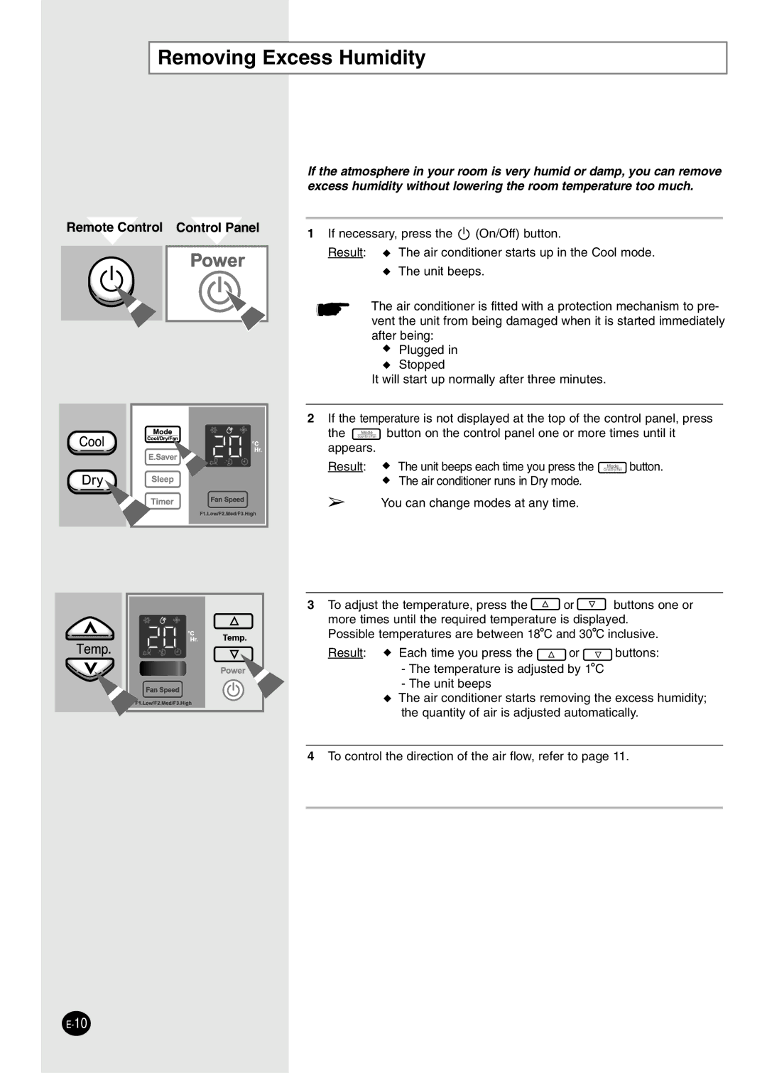 Danby DAC14004D, DAC8404DE, DAC12344DE, DAC18030 manuel dutilisation Removing Excess Humidity 