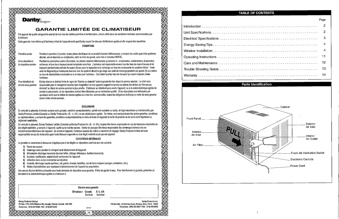 Danby DAC8003D, DAC8503D, DAC9003D, DAC12304D, DAC6003D, DAC6300D, DAC10003D manual 
