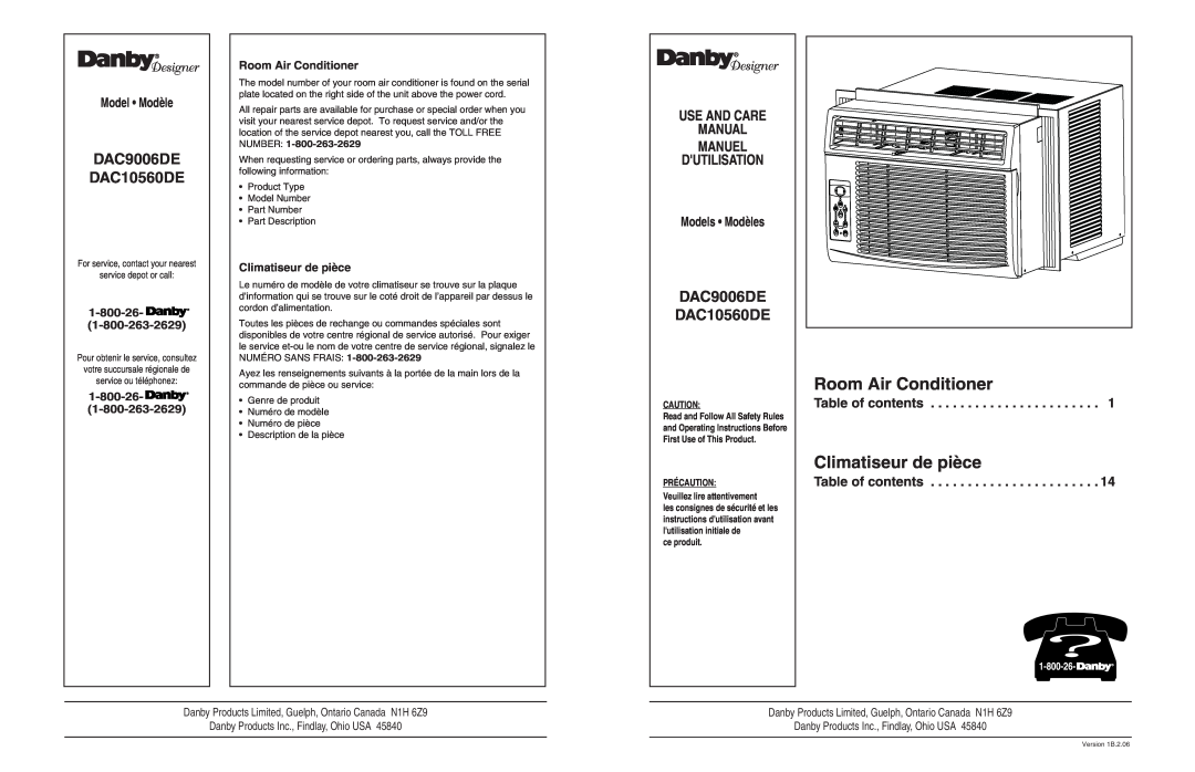 Danby manuel dutilisation Room Air Conditioner, Climatiseur de pièce, DAC9006DE DAC10560DE 