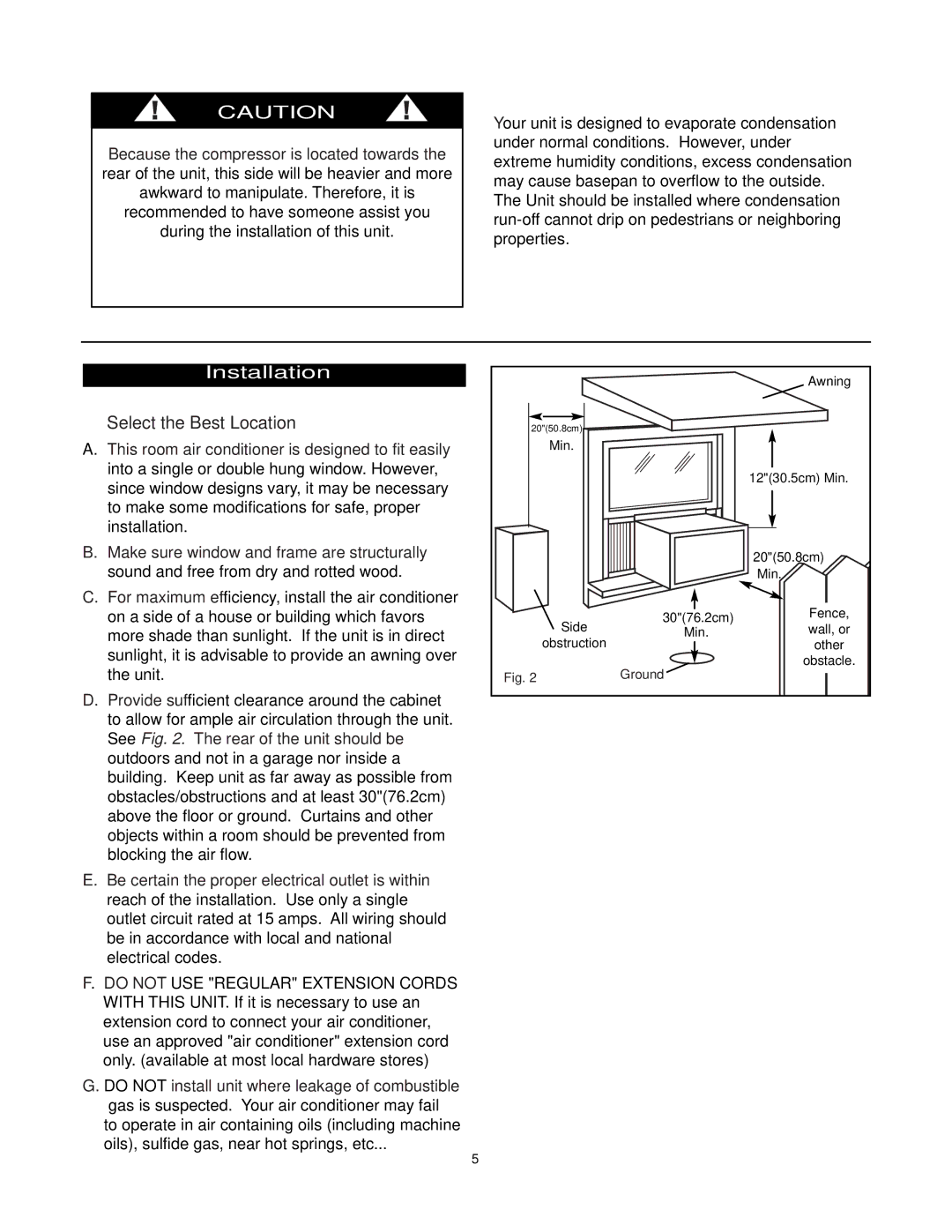 Danby DAC9007EE manual Installation, Select the Best Location 