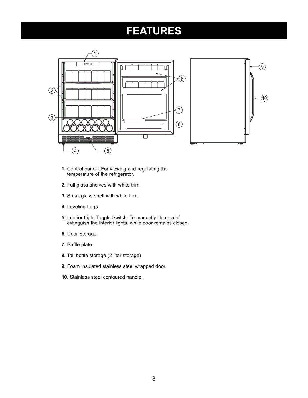 Danby DAR154BLSST manual Features 