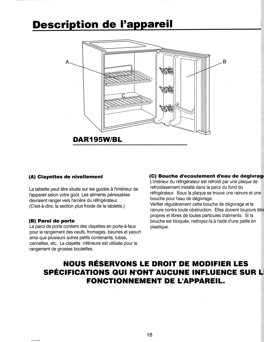 Danby DAR195BL manual 