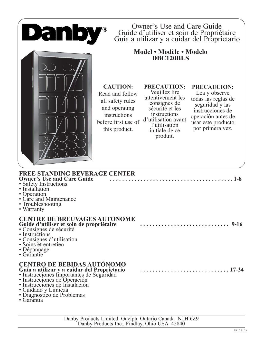 Danby DBC120BLS warranty 