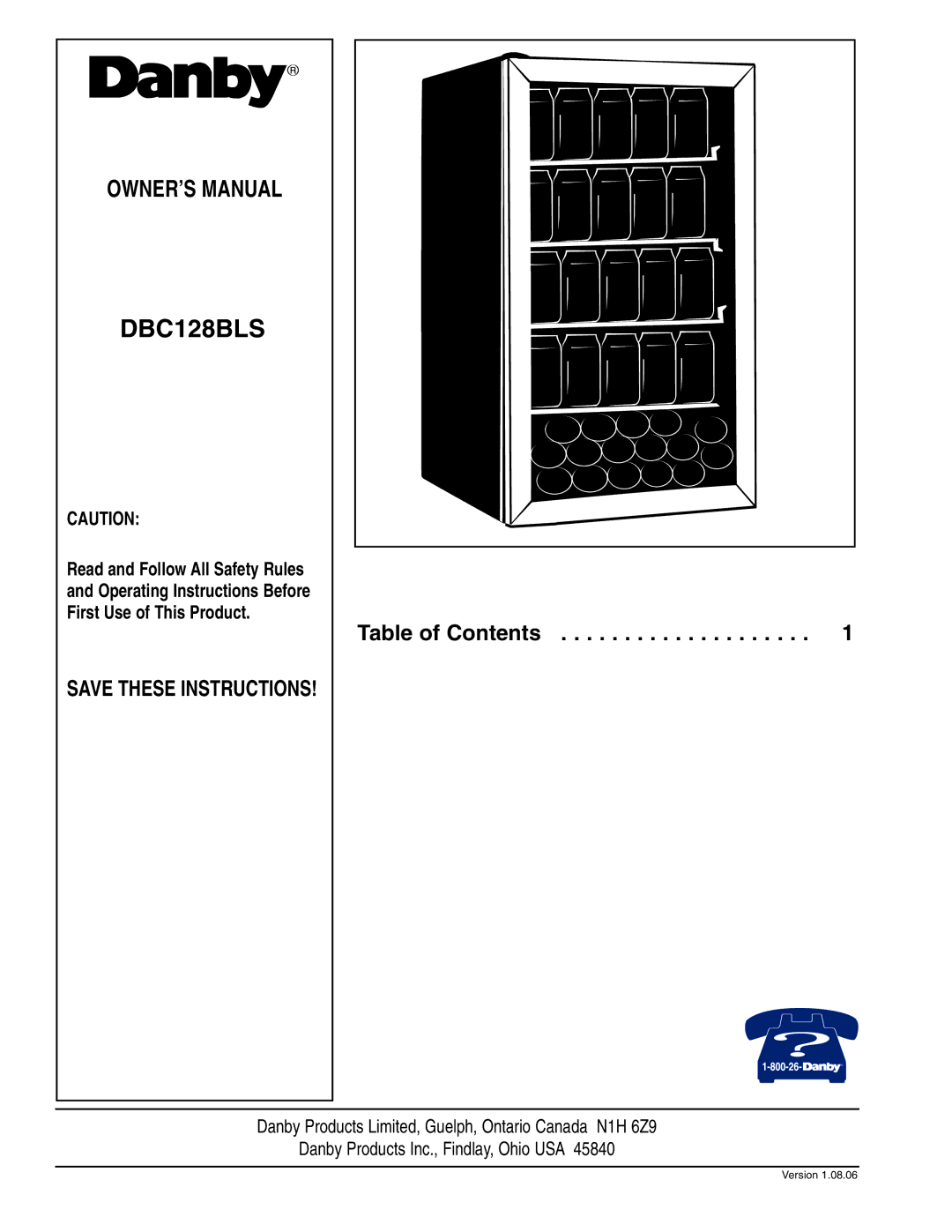 Danby DBC128BLS owner manual 