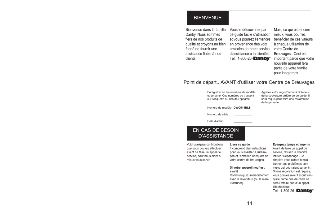 Danby DBC514BLS owner manual Trouble Shooting, At 1-800-26 