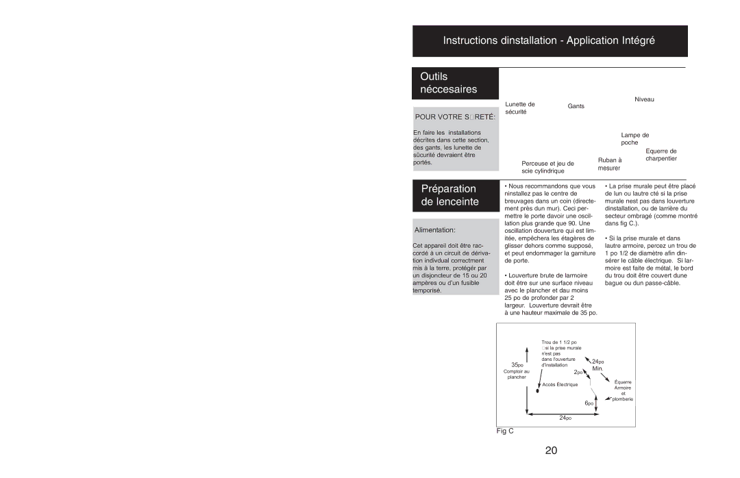 Danby DBC514BLS owner manual Préparation de l’enceinte, Alimentation 