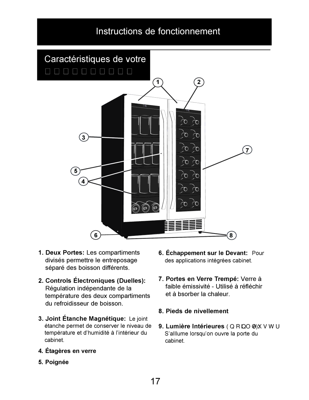 Danby DBC7070BLSST owner manual Étagères en verre Poignée 