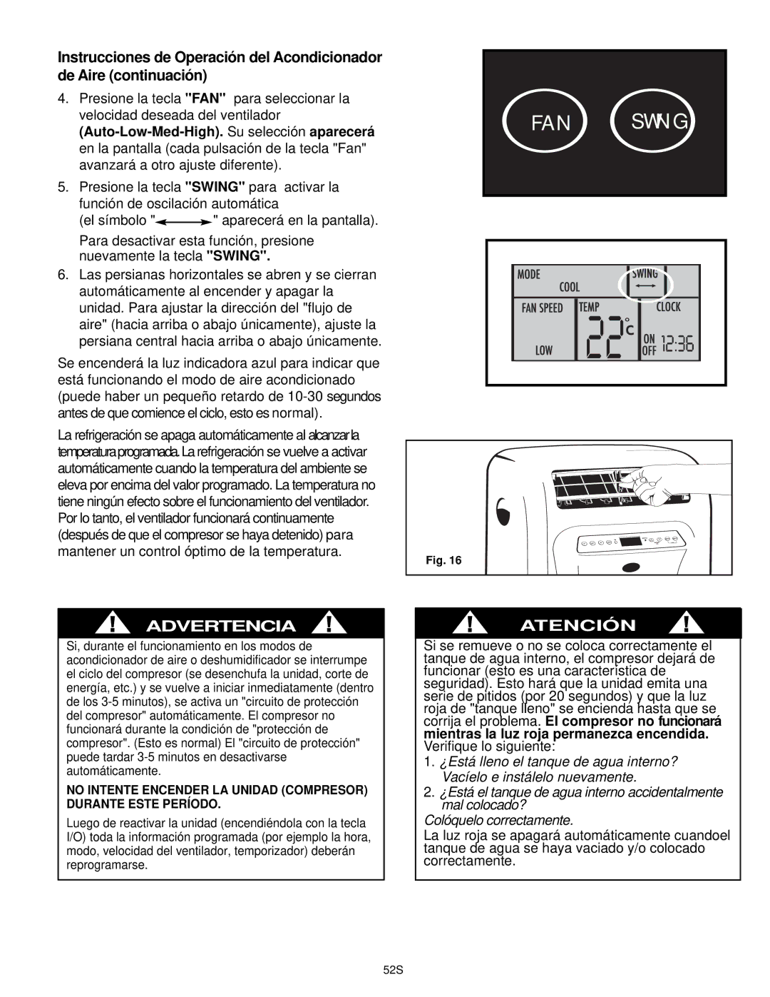 Danby DCAP 12030, DPAC9030 manual Atención 