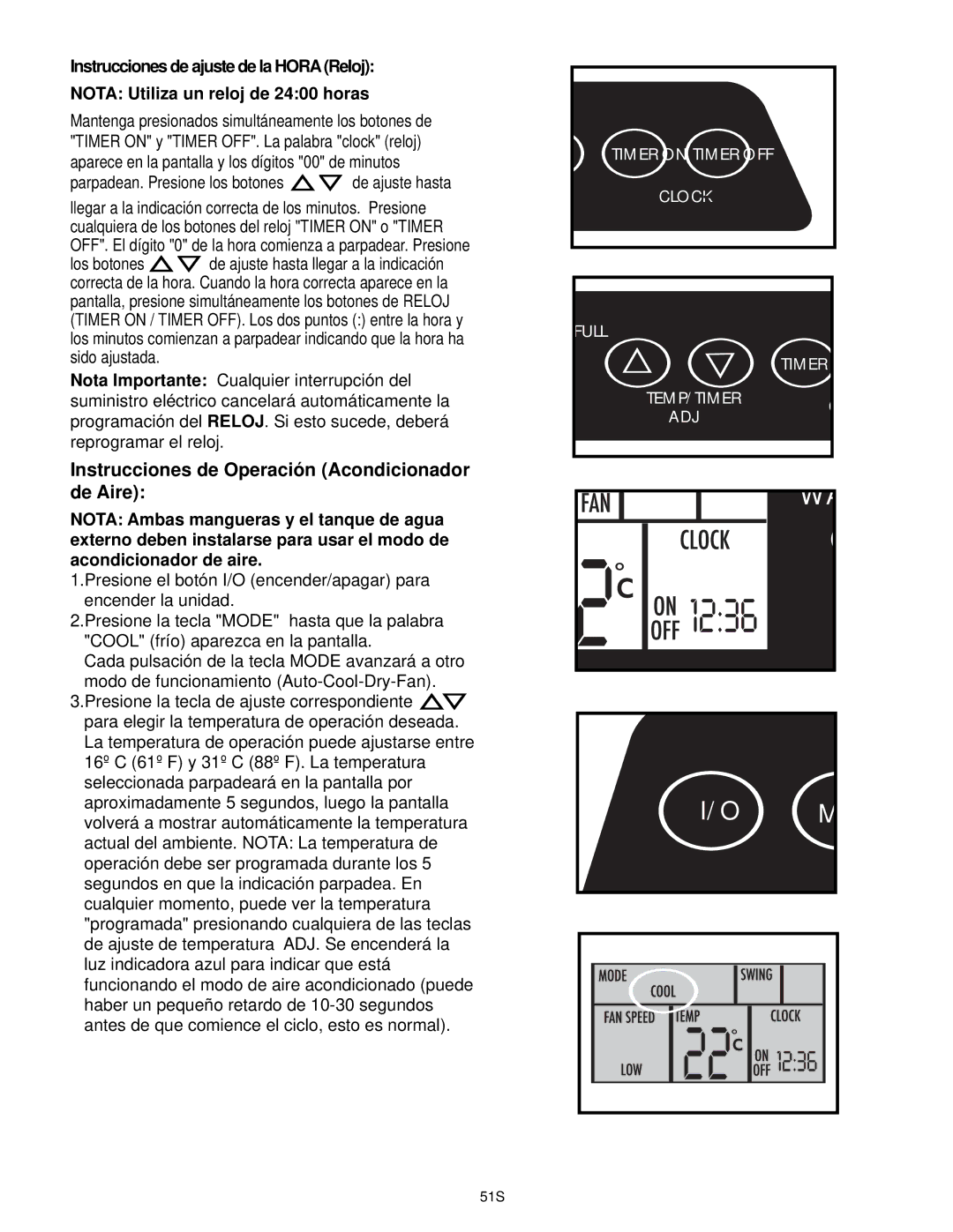 Danby DPAC9030 manual Instrucciones de Operación Acondicionador, De Aire, Parpadean. Presione los botones de ajuste hasta 