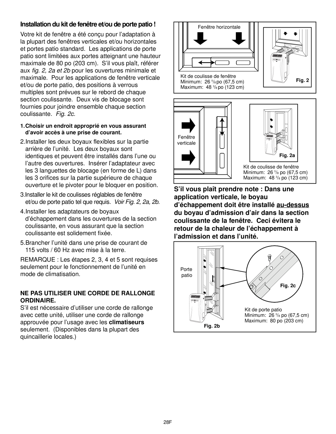 Danby DCAP 12030, DPAC9030 manual Ne Pas Utiliser Une Corde De Rallonge Ordinaire 