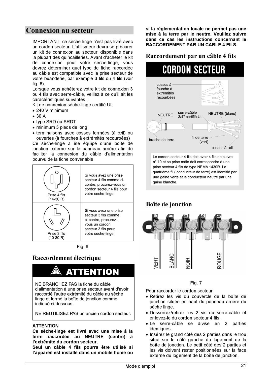 Danby DCD5505W-1 manuel dutilisation Connexion au secteur 