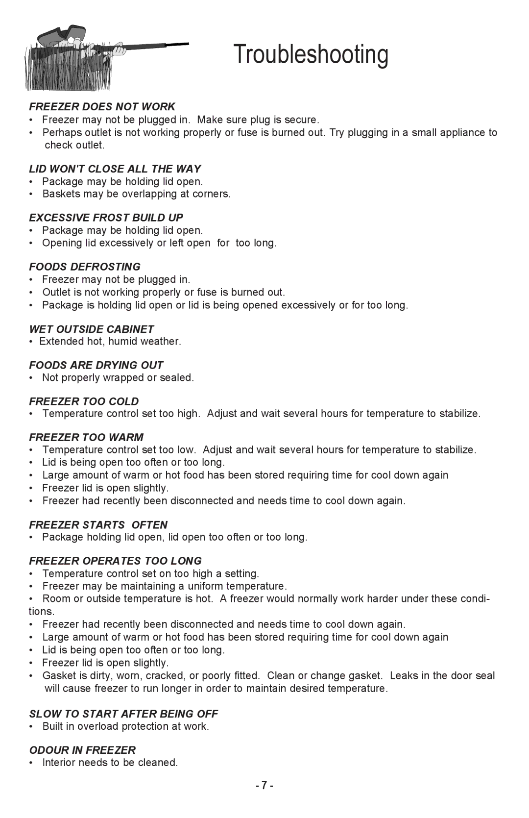 Danby DCF1014WE owner manual Troubleshooting 