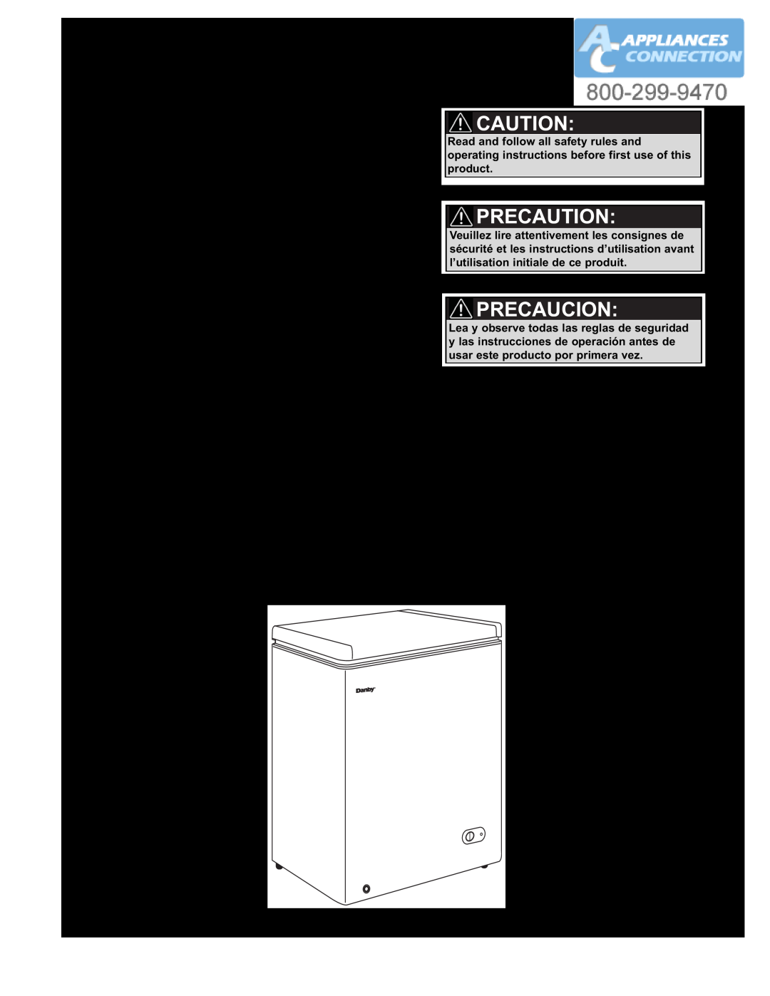 Danby DCF550W1 manual Contents, Precaution, Precaucion, Compact Chest Freezer, Owner’s Use and Care Guide, 8-14 