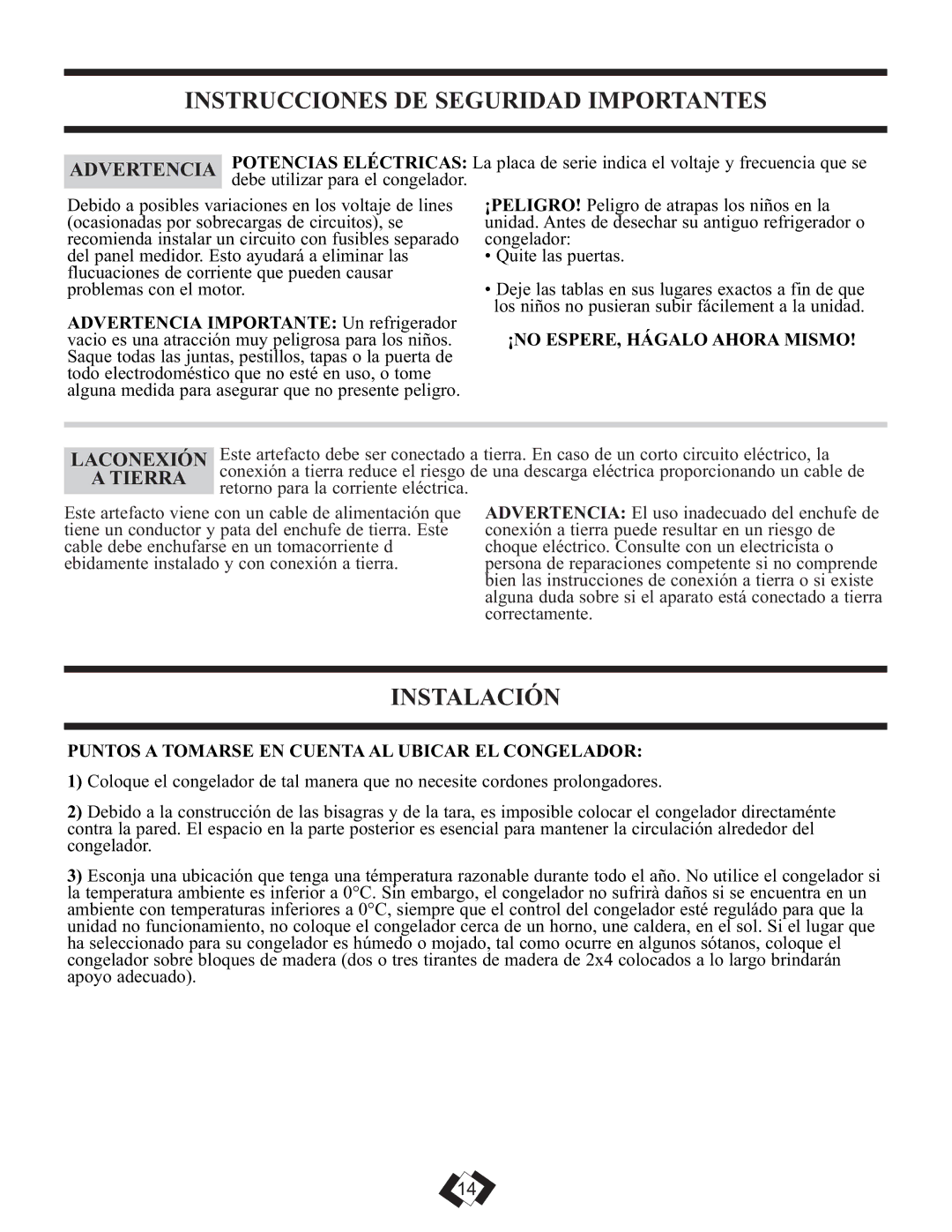 Danby DCFM246WDD manual Instrucciones DE Seguridad Importantes, Instalación, Advertencia, Laconexión, Tierra 