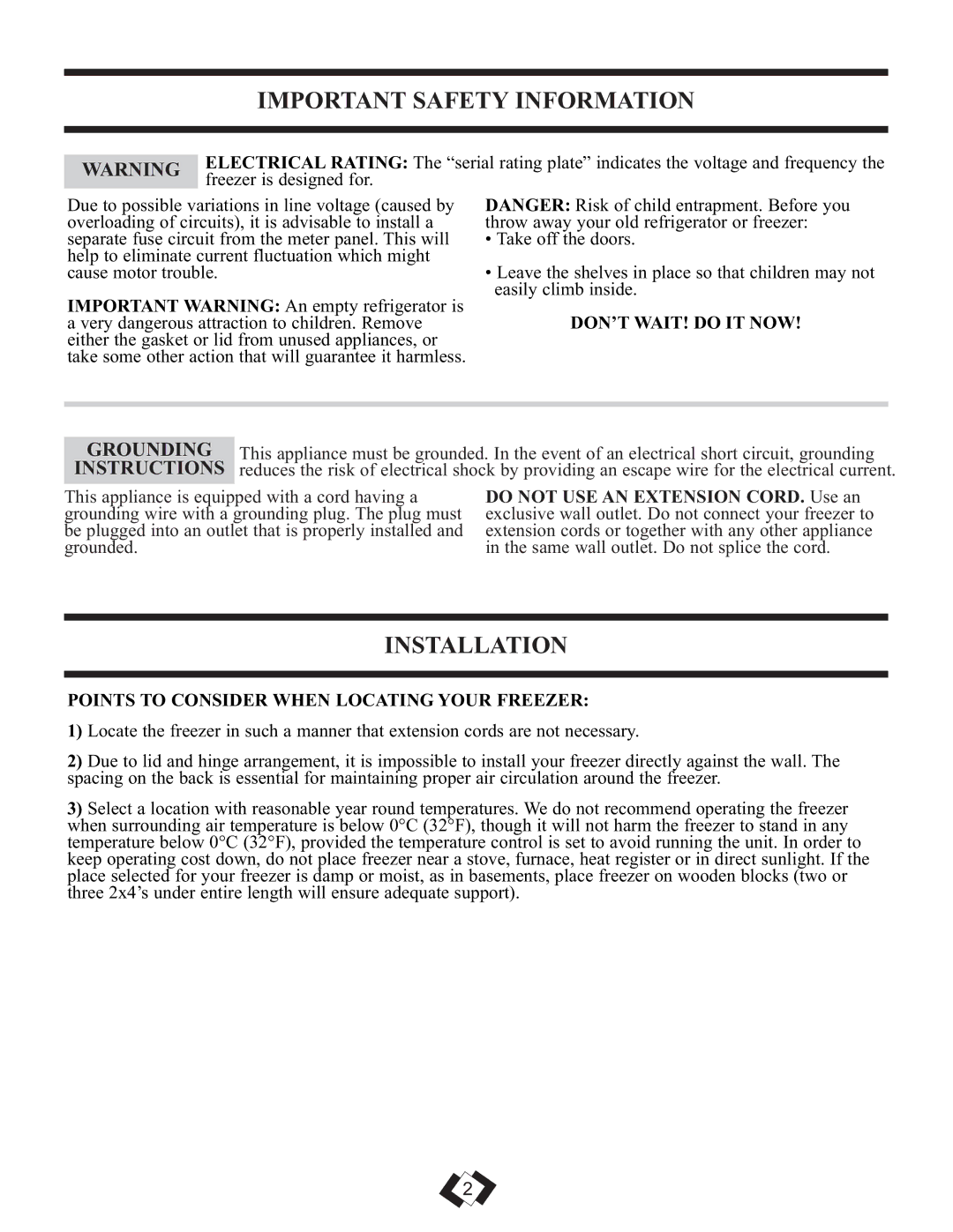 Danby DCFM246WDD manual Important Safety Information, Installation, Grounding, Instructions 