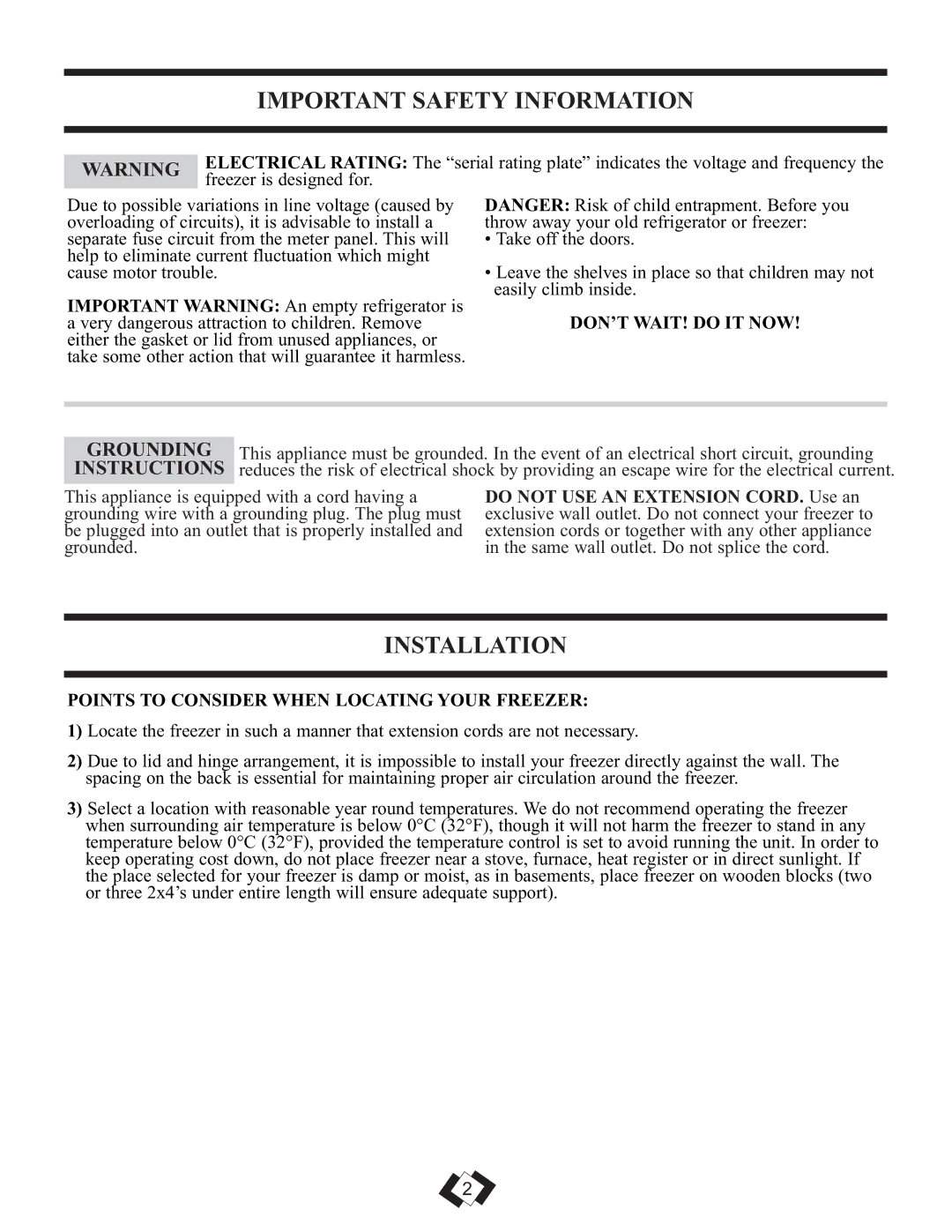 Danby DCFM289WDD manual Important Safety Information, Installation, Grounding, Instructions 