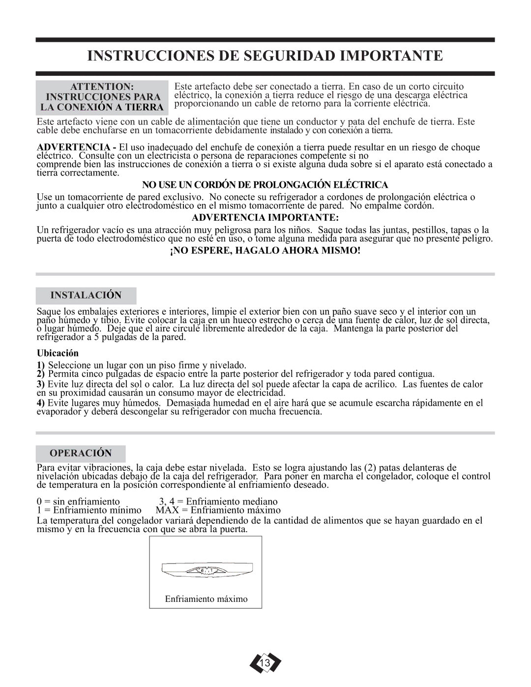 Danby DCR059WE Instrucciones DE Seguridad Importante, Instrucciones Para LA Conexión a Tierra, Instalación, Operación 