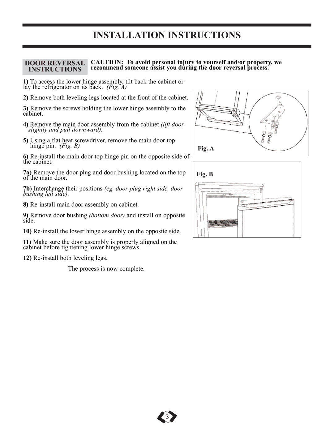 Danby DCR059WE, DCR059BLE warranty Installation Instructions, Door Reversal Instructions 