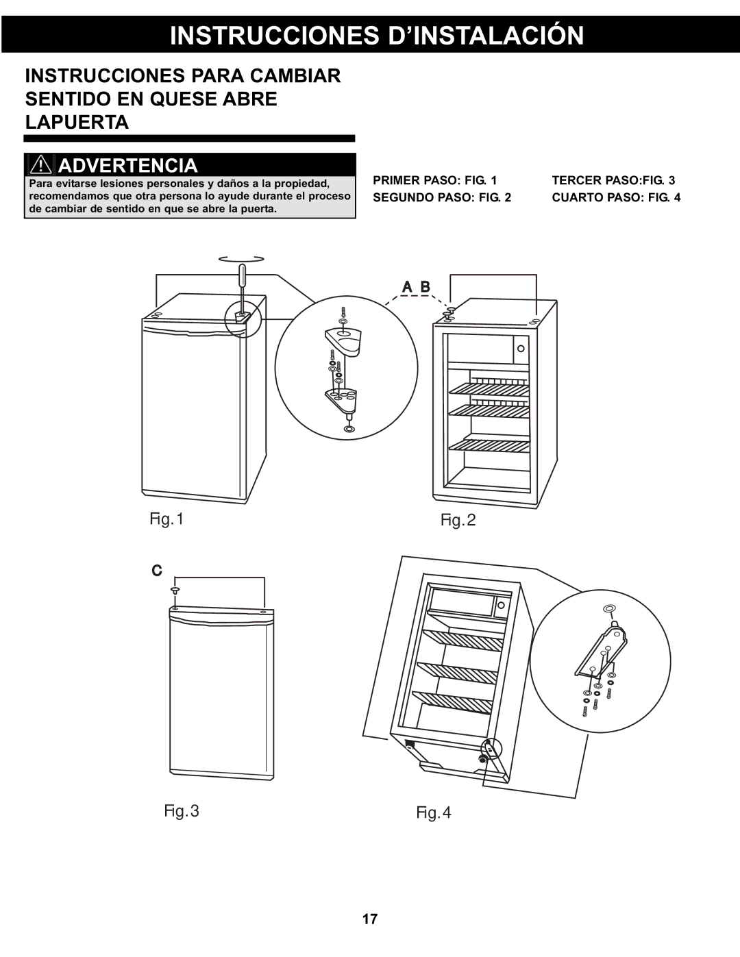 Danby DCR122BLDD manual Instrucciones Para Cambiar Sentido EN Quese Abre Lapuerta 