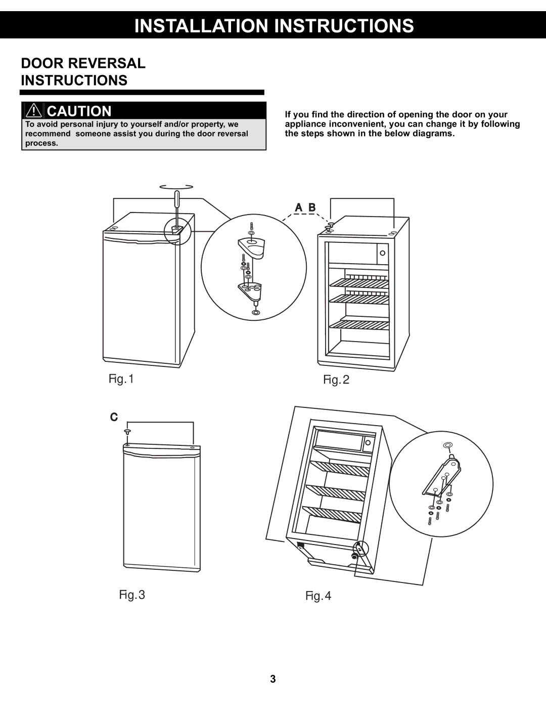 Danby DCR122BSLDD manual Door Reversal Instructions 