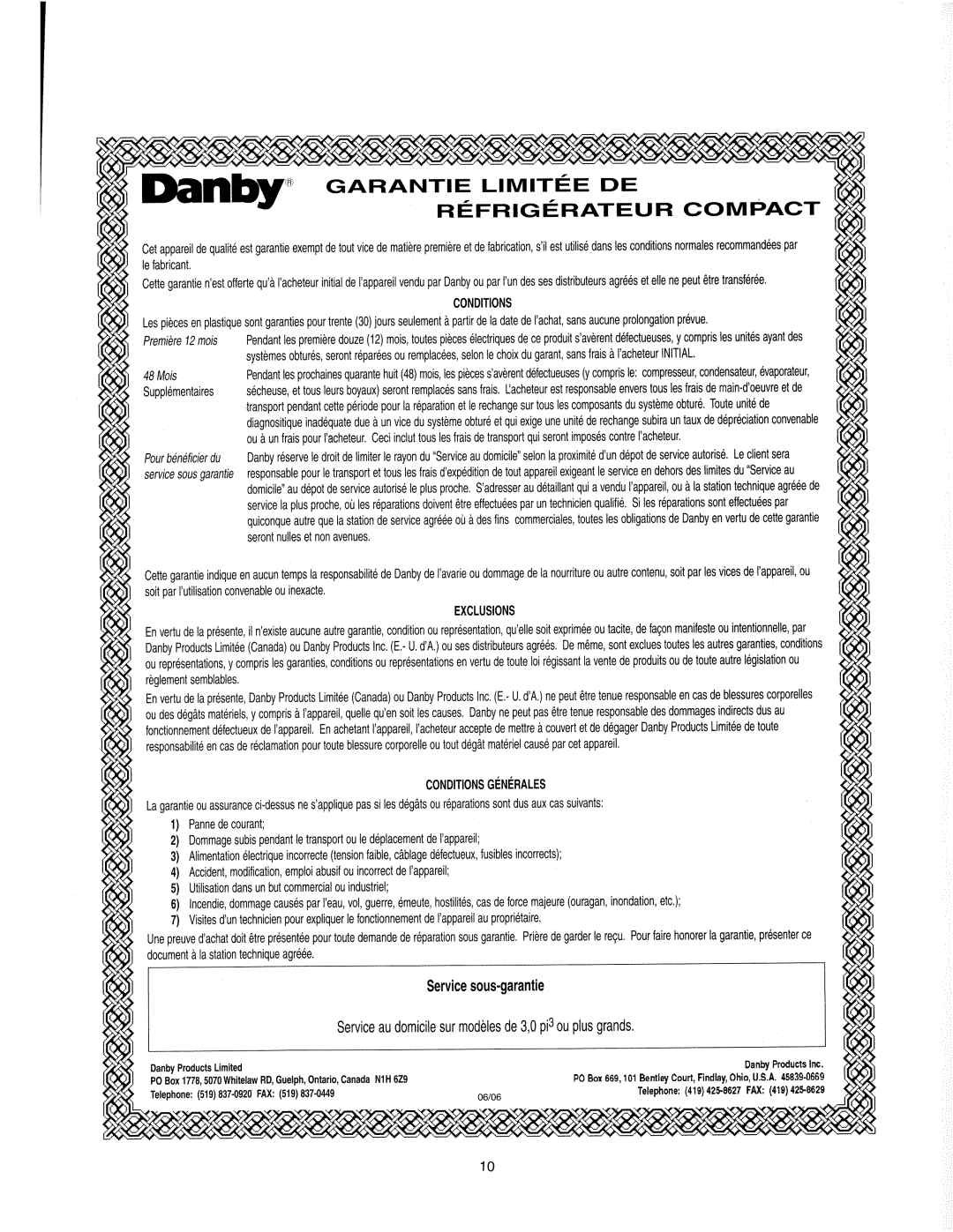 Danby DCR326WL, DCR326WSL manual 