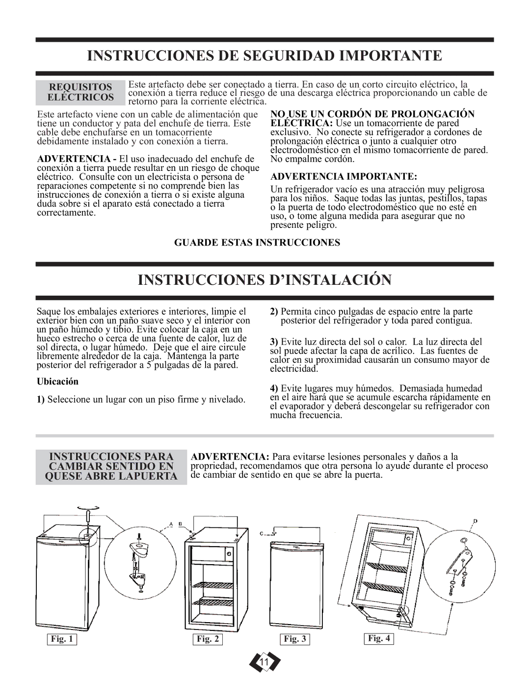 Danby DCRM71BLDB Instrucciones DE Seguridad Importante, Instrucciones D’INSTALACIÓN, Requisitos, Eléctricos 