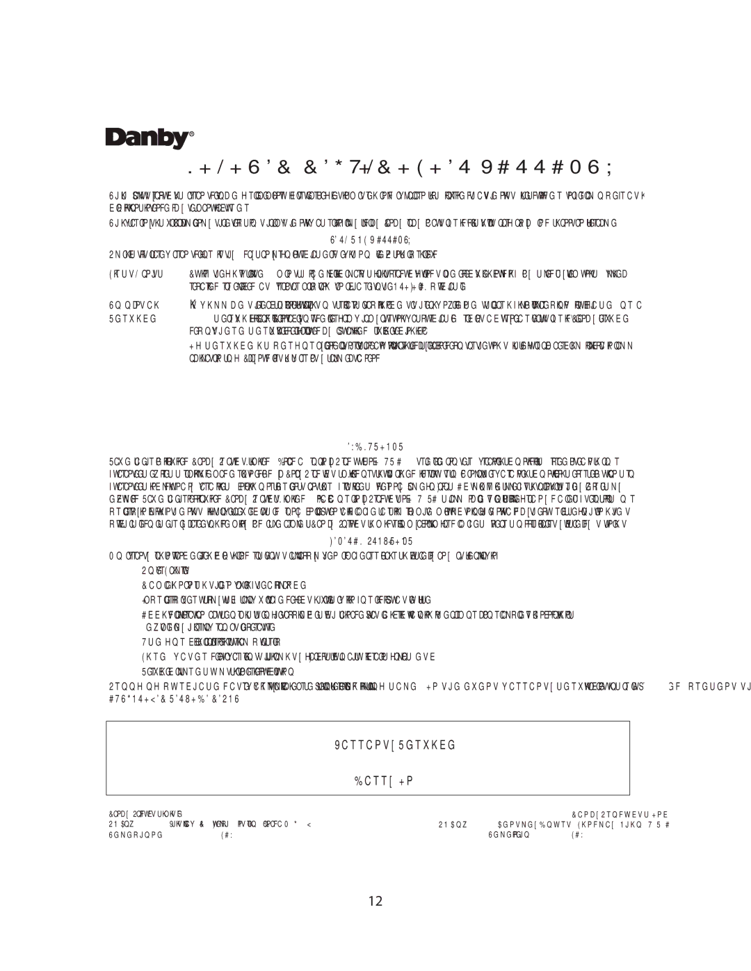 Danby DDR3008EE manual +/+6& &*7/+&++4 9#44#06 