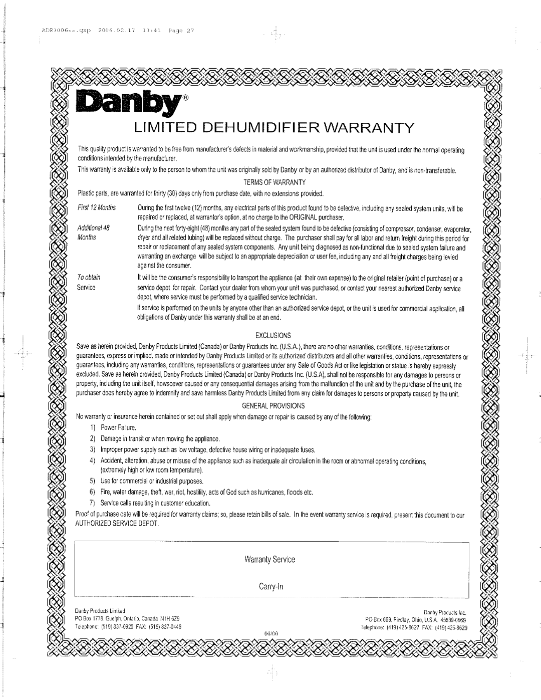 Danby DDR4007EE manual 