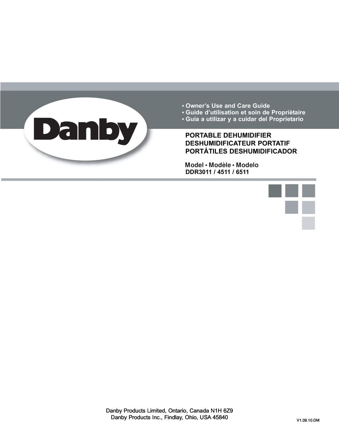Danby DDR6511 manual Model Modèle Modelo, Owner’s Use and Care Guide, Guide d’utilisation et soin de Propriètaire, DDR3011 