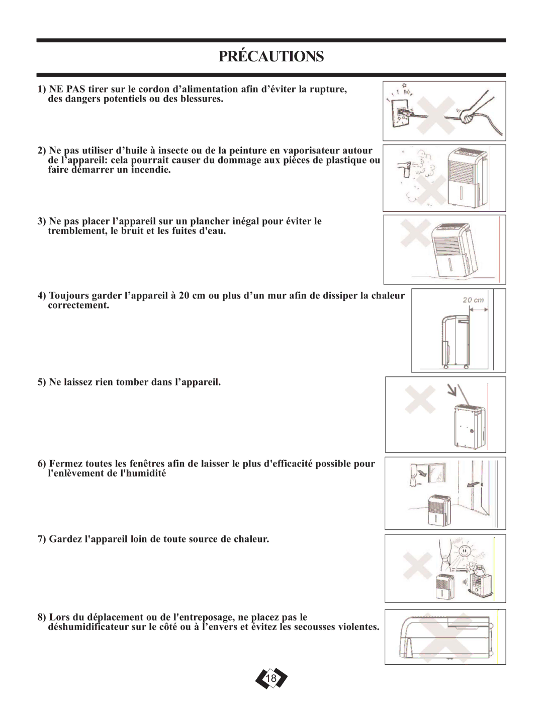 Danby DDR45E, DDR30E, DDR25E installation instructions Précautions 