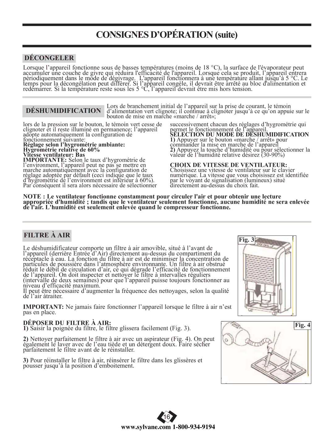 Danby DDR6009REE, DDR5009REE, DDR7009REE operating instructions Décongeler, Déposer DU Filtre À AIR 