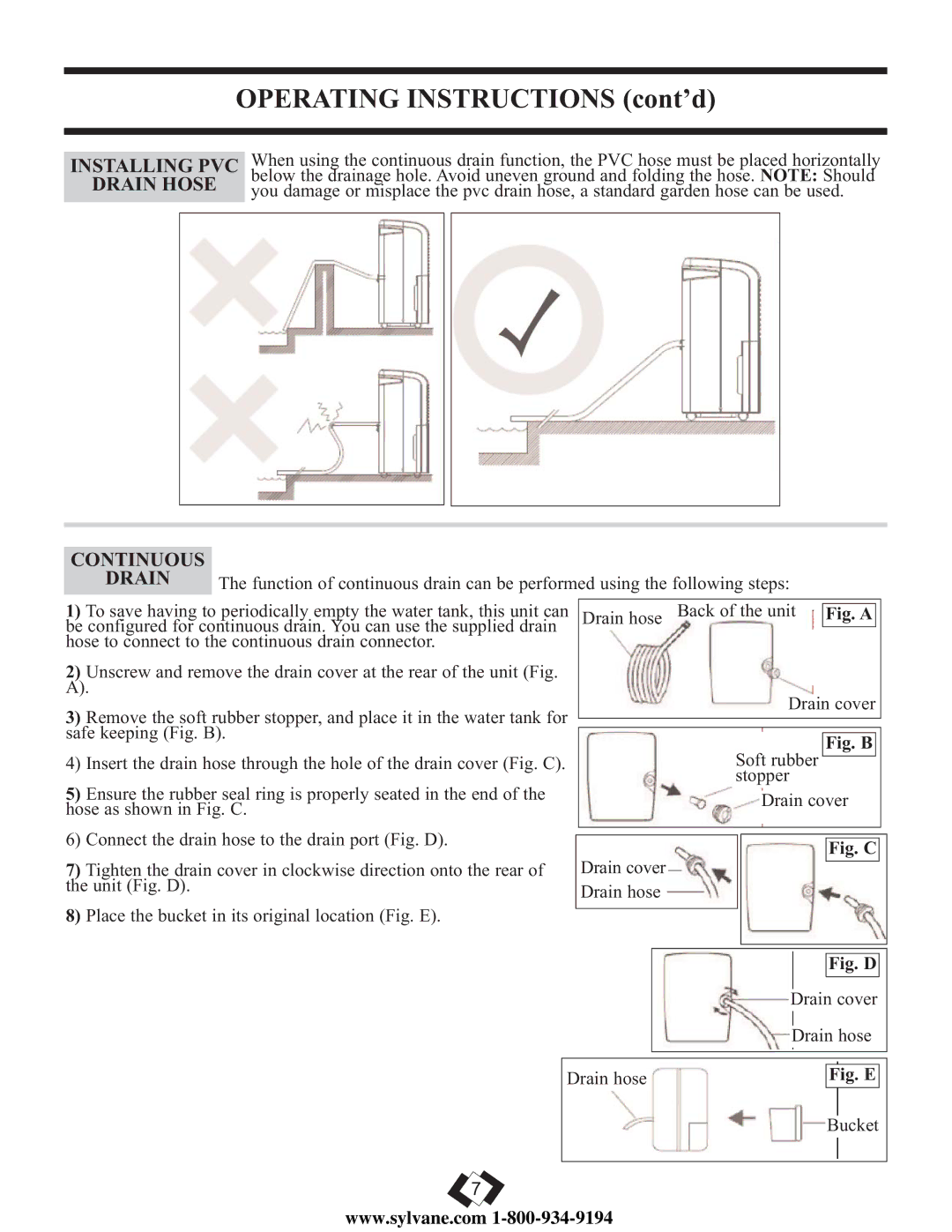 Danby DDR7009REE, DDR5009REE, DDR6009REE operating instructions Installing PVC, Drain Hose, Continuous 