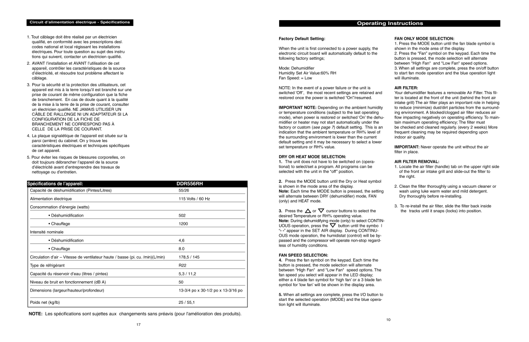 Danby DDR556RH owner manual Operating Instructions 